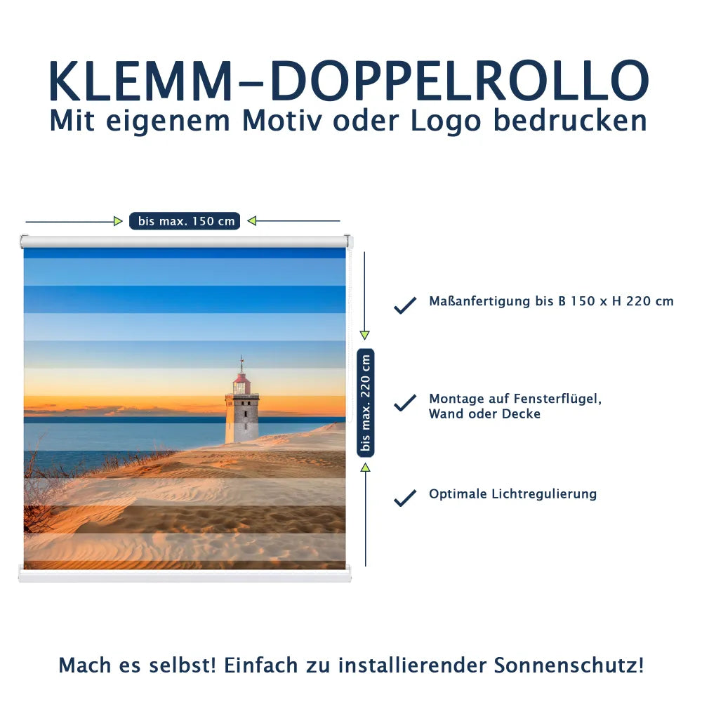 Klemm-Doppelrollo bis B 150 x H 220 cm