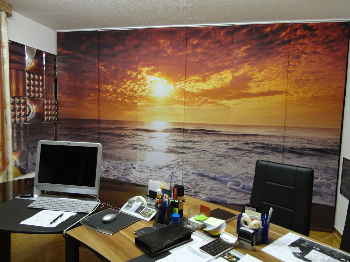 Foto-Schiebegardine Mit Meer und Sonnenuntergang für ein Arbeitszimmer - Foto Schiebegardine