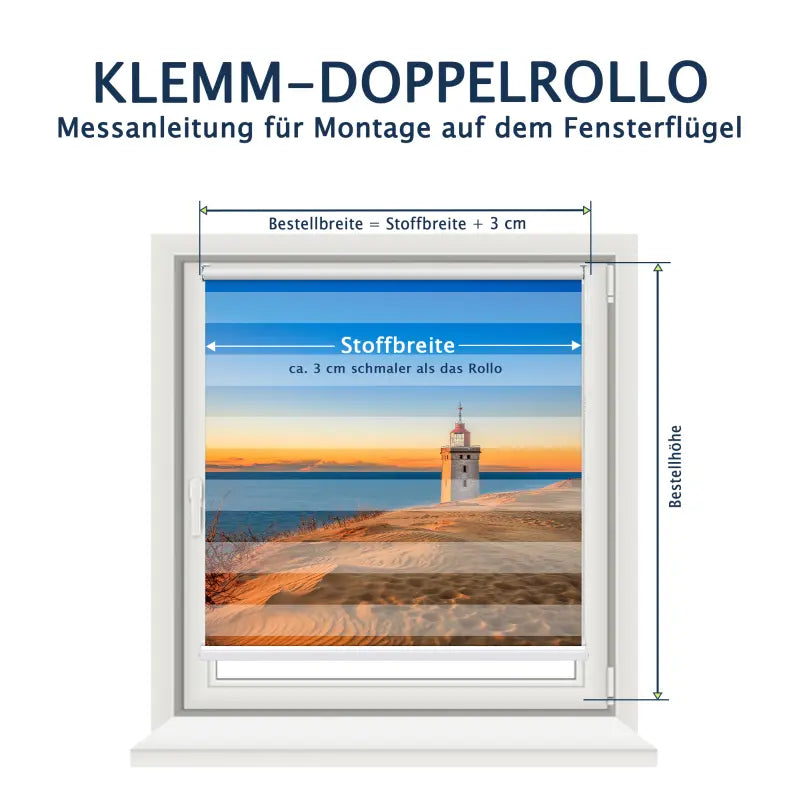 Klemm-Doppelrollo bis B 150 x H 220 cm